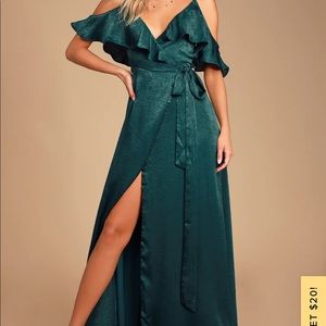 XL Emerald Green Satin Wrap Dress NWT